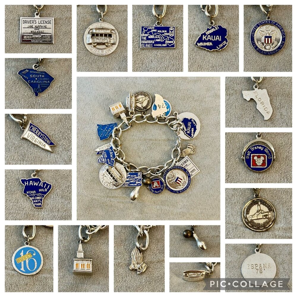 1976 Silver Charm Bracelet 7"